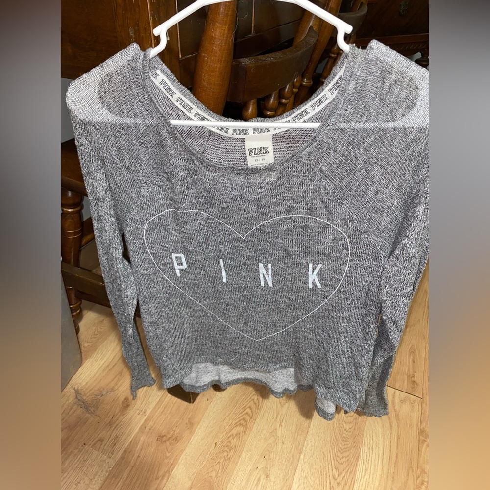 VS PINK grey long sleeve light weight top